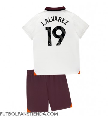 Manchester City Julian Alvarez #19 Segunda Equipación Niños 2023-24 Manga Corta (+ Pantalones cortos)